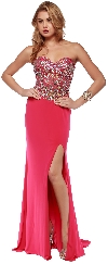 Sweetheart Neck Rhinestones Bodice Long Prom Pageant Dress in Fuchsia
