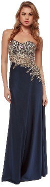 Main image of Asymmetric Mesh Rhinestones Bodice Long Prom Pageant Dress