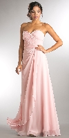 Strapless Pleated Overlap Bust Long Bridesmaid Dress in Blush