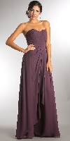Main image of Strapless Pleated Overlap Bust Long Bridesmaid Dress