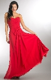 Strapless Pleated Overlap Bust Long Bridesmaid Dress in Red