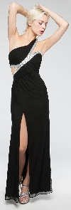 One Shoulder Long Formal Prom Dress with Bejeweled Bodice in alternative picture