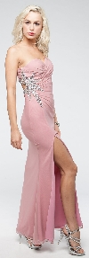 One Shoulder Long Formal Dress with Bejeweled Waist in alternative picture