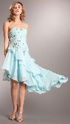 Main image of Strapless Beaded Short Dress with Asymmetric Ruffled Skirt