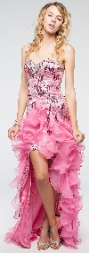 Main image of Strapless High-Low Sequined Prom Dress with Ruffled Skirt
