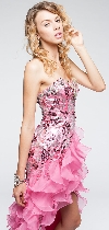 Strapless High-Low Sequined Prom Dress with Ruffled Skirt in an alternative picture