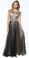 Main image of Boat Neck Rhinestones Top Long Evening Prom Dress