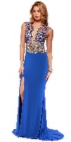 Main image of Mesh Rhinestones Bodice Long Prom Pageant Dress