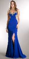 Main image of Bejeweled Bust & Back Floor Length Prom Pageant Dress