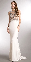 Main image of Sparkling Beaded Mesh Top Sheer Back Long Prom Pageant Dress