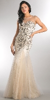 Main image of Beaded Mesh Tulle Mermaid Style Long Prom Pageant Dress