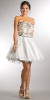 Main image of Strapless Beaded Top Shiny Tulle Short Homecoming Dress