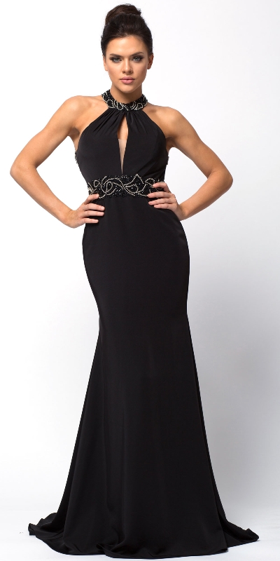 High Neck Bodice Mermaid Cut Prom Dress