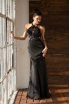 High Neck Bodice Mermaid Cut Prom Dress in Black