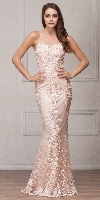 Main image of Beads & Lace Accent Long Fitted Formal Prom Pageant Dress