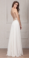 Mesh Beaded Bodice Long Chiffon Formal Evening Dress in an alternative image