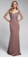 Sweatheart Neckline Embroidered Evening Gown in Dusty Rose