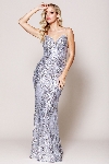 Fitted Silhouette Sequin Prom Gown in Silver