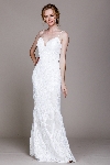 Fitted Silhouette Sequin Prom Gown in White