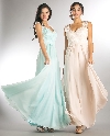 V-Neck Lace Top Empire Cut Long Bridesmaid Dress in an 