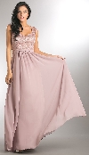 Main image of V-Neck Lace Top Empire Cut Long Bridesmaid Dress