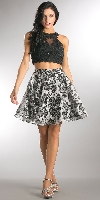 Main image of Lace Embellished Crop Top with Floral Print Puffy Skirt