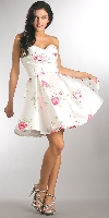 Main image of Strapless Sweetheart Neck Rose Print Short Homecoming Dress