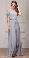 Spaghetti Straps Cold-shoulder Long Bridesmaid Dress in Silver