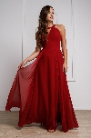 Main image of High Round Neck Princess Cut Long Bridesmaid Dress