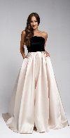 Off Shoulder Long Puffy Prom Dress in Champaign
