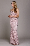 Embroidered Criss-Cross Back Fitted Prom Gown in Rose