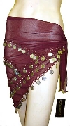 Main image of Belly Dancer Beaded Hip Scarf (Burgundy/Silver)
