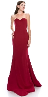 Strapless Sweetheart Neck Floor Length Formal Evening Dress in Red