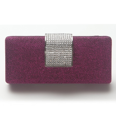 Glittery Metal Evening Bag with Rhinestones Clasp
