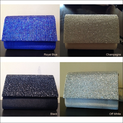 Rhinestones Flap Evening Bag in Polyester Satin