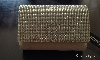 Rhinestones Flap Evening Bag in Polyester Satin in Champaign