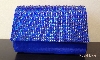 Rhinestones Flap Evening Bag in Polyester Satin in Royal Blue