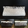 Main image of Diagonal Patterned Evening Bag with Rhinestones Metal Trim