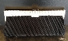 Diagonal Patterned Evening Bag with Rhinestones Metal Trim in Black
