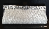 Diagonal Patterned Evening Bag with Rhinestones Metal Trim in Off White