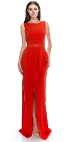 Main image of Round Neck Sleeveless Sheer Neck & Waist Long Formal Dress
