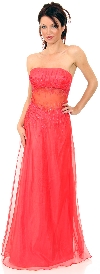 Main image of Semi See-Thru Mid Bodice Beaded Prom Dress