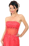 Semi See-Thru Mid Bodice Beaded Prom Dress in closeup