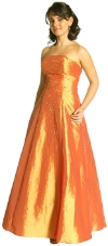 Criss Crossed Off-Shouldered Beaded Prom Dress in Gold
