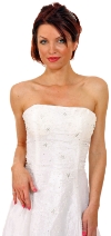 Criss Crossed Off-Shouldered Beaded Prom Dress in closeup
