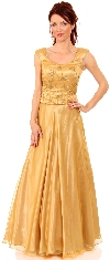 Main image of Beaded Top Long Formal Prom Gown with Puffy Skirt