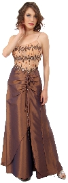 Main image of Sheer Mesh Top with Taffeta Overlap Skirt Formal Prom Dress