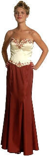 2 Piece Strapless Form Fitting Formal Prom Dress in Burgundy