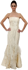 Beaded Mermaid Cut Style and Ruffled Prom Dress in Ivory