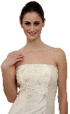 Beaded Mermaid Cut Style and Ruffled Prom Dress closeup in Ivory